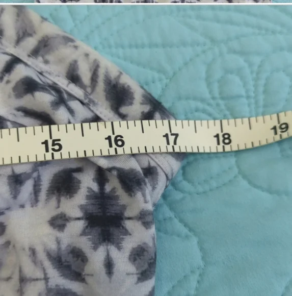 Athletic dress, batik print, knit, cut-out back athleisure blue-gray & pockets! - Picture 12 of 16